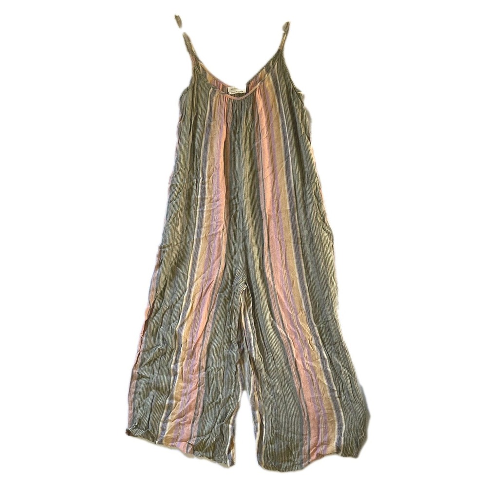 Urban Outfitters Jumpsuit Womens Small Multicolor Striped Rayon Boho Wide Leg